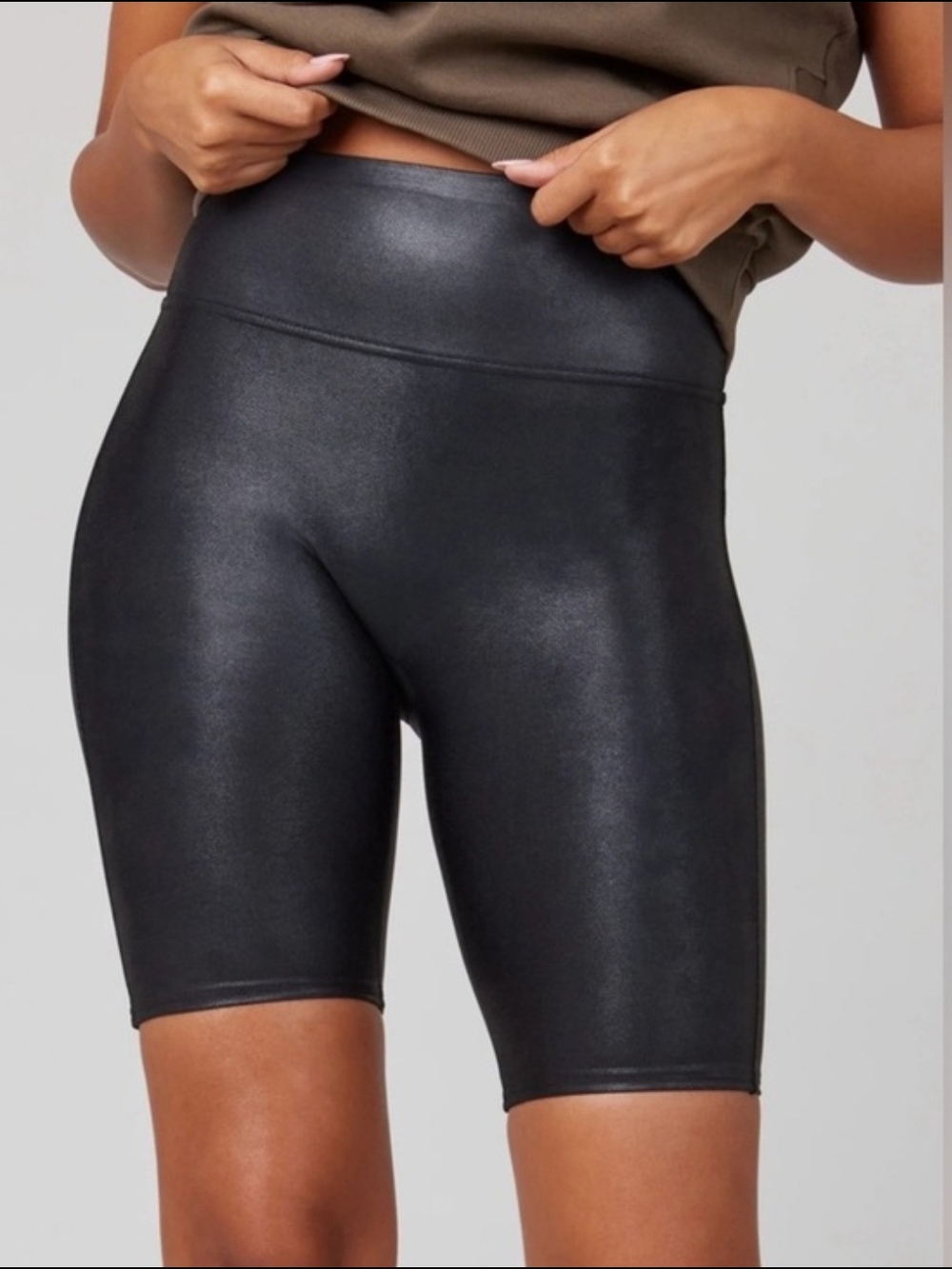 SPANX Black Shimmer High-Waist Bike Shorts